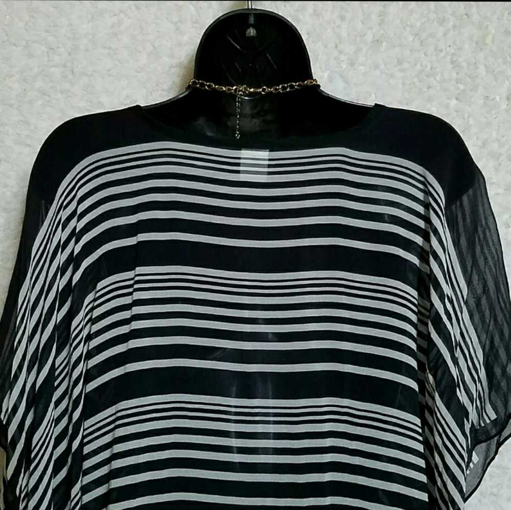 NWOT Talbots Silk Chiffon V Neck Poncho Sheer S/M - Picture 8 of 12